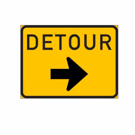 Rectangle 600x450mm Detour with Arrow Right